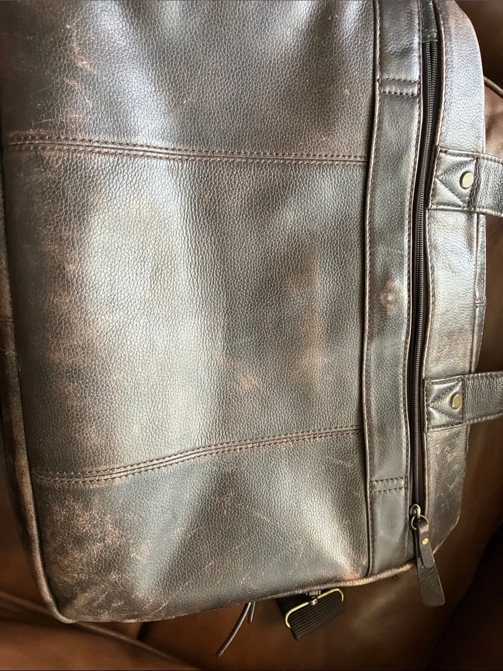 Black Rivet Vintage-Style Distressed Brown Laptop Briefcase